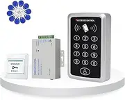 ReaIOKbii RFID Access Control System Kit, Keypad Reader, Power Supply, Door Exit Button, 10 125KHz Key Fobs