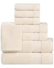 Superior Belmont Zero Twist Cotton Medium Weight Soft Absorbent 8pc Towel Set