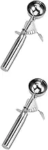 Cabilock 2pcs Mini Ice Scoop Stainless Steel Trigger Handle Shell Shaped Perfect for Ice Cookie Dough Muffin Fruit/Meatballs Mashed Potatoes