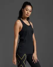 Light Speed Tech Singlet, 2XU, S, Black/Black Reflective, Female