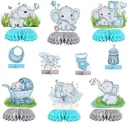 10Pcs Blue Elephant Baby Shower Centerpieces for Tables Boy, It's a Boy Baby Shower Decorations, Blue Elephant Honeycomb, 3D Table Decoration for Kids Party Baby Shower Party Photo Props Supplies