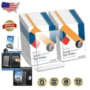 Professional Slant Back Acrylic Display Stand - 24 Pack for Flyers & Menus