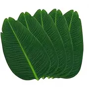 SWR Banana Leaves, Leaf placemats,16 Pcs Artificial Banana Leaves for Hawaiian Party Jungle Aventure Theme Party Decor Table Runner Centerpieces Placemat (16) Green