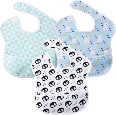 Little Dimsum 3 pack Baby Bibs Waterproof Bib Easy to Clean Feeding Bibs Wean...