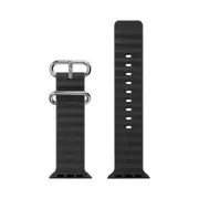 42mm/41mm/40mm/38mm - Black Silicone Ripple Strap for Apple Watch , Compatible with Series 10/9/8/7/6/SE/5/4/3/2/1 [WTAGEN0163]