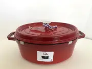 NEW In BOX Staub Cherry Red oval 29cm 4.25L Cast Iron Oven Pot