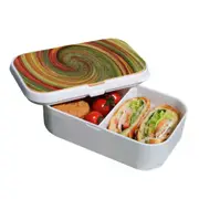 Lunch Box Food Container Snack Picnic Authentic Wood Strap Cutlery Spiral