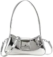 [Caissip] Evening Bag Women Hobo Bag Clutch Y2k Sparkly Silver Purse Tote Handbag Shoulder Party Bag Cute Metallic Bag Crossbody Bags