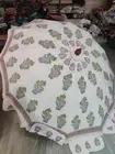 Indian Decorative White Garden Umbrella Block Print Outdoor Parasols For Home