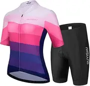 [GRTE] Women's Cycling Jersey Short Sleeve Gel Padded Shorts Set MTB Sportswear Ladies Biking Bicycle Clothing