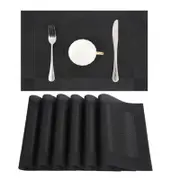 Catzon 6/8 Pcs Placemat Set Washable Non-Slip Placemat-Black