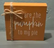 TARGET HARVEST DECOR SELF STANDING YOU ARE THE PUMPKIN TO MY PIE 5" X 5" UG3