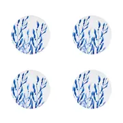 4x Maxwell and Williams Blue Coral Ceramic Round Coaster 10cm - Seaweed