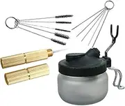 Meichoon Airbrush Washing Tool Glass Airbrush Cleaning Pot, Clean Brush, Air Brush Cleaning Needle, Airbrush Tool 4 Pieces Airbrush Accessories Set, NA05A