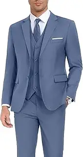 [KLAYOVE] Men's Suit Slim Fit 3 Piece Wedding Dress Tux Suit Set Two Buttons Business Suits Blazer Jacket Vest Pants with Tie