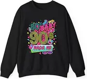 [Generic] Vintage 1980s 80s Baby 1990s 90's Made Me Retro Nostalgia Sweatshirt for Adults Crew Neck Long Sleeve Pullover