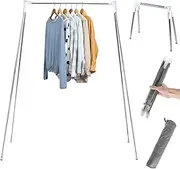 Portable Travel Garment Rack, 53.5 Inch Folding Clothes Rack, Stretchable Mini Drying Clothes Rack with Non Slip Feet, Stainless Steel Clothes Drying Hanger for Home Dorm