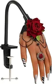 Practice Hand for Acrylic Nails,Silicone Fake Hand for Nail Practice with Adjustable Bracket, Flexible Nail Mannequin Hand for DIY Nails Art Beginners/Nail Salon Artists