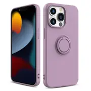 ZUSLAB Silicone Stand Case for iPhone 13 Pro 6.1" Magnetic Finger Ring Kickstand Bumper Protective Cover for Apple - Purple