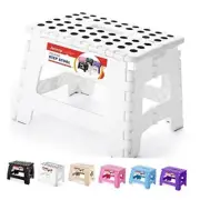 Folding Step Stool Portable Collapsible Plastic Step Stool 9 Inch White