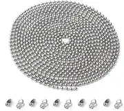 GZXUNFA 197 Inch Beaded Ball Pull Chain Extension Roller Shade Bead Chain Extende, Great Pulling Force Stainless Steel with 10 Connectors (4.5mm, Silver)