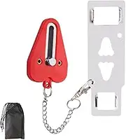 Portable Door Lock with Storage Bag, Security Lockdown Locks for Additional Safety and Privacy Perfect for Travel Hotel Home Apartment College (Black)