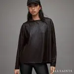 【ALLSAINTS】RITA 蛇紋印花一字領混紡長袖T恤-黑(舒適版型)