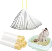 Cat Litter Tray Liners - Cat Litter liners with Drawstring Scratch Resistant and Leak Proof Cat Litter Bags Heavy Duty Liner Bags for Medium Pet Cat Litter Box Liners(45X70CM) (60)