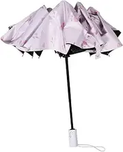 [Healeved] Cute Floral Compact Travel Umbrella Automatic Open Close UV Protection Rainproof Design for Sun and Rain Portable Chic Floral Pattern for Easy Carrying