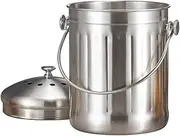 Smartbin 5L Stainless Steel Compost Bucket - Countertop Kitchen Trash Can With Lid and Charcoal Filter - Under Sink Composting Container - Indoor Silver