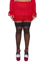 [Sugar Thrillz] Plus Mistletoe Moves Mini Skirt-Red