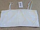 12th Tribe Women's Soiree Sequin Sleeveless Crop Top White Bridal Festive Fairy