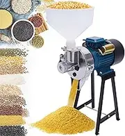 Electric Grain Mill Grinder,2200W Commercial Corn Mill with Funnel,Thickness Adjustable Powder Machine,Cereals Grinder Machine with Funnel，for Wheat Rice Corn Soybeans Feed