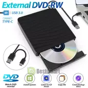 Slim External USB 3.0 USB-C Type C DVD RW CD Writer Drive Burner Reader Player