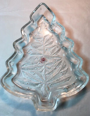 Christmas tree Vetreria Etrusca 10” Crystal Dish new w/original box Italy