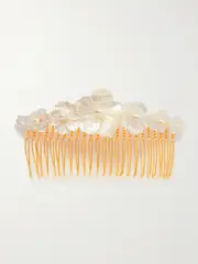 [Jennifer Behr] Jennifer Behr - Zinna Gold-tone, Pearl And Mother-of-pearl Hair Comb - Ivory - One size One size Ivory