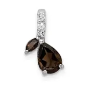 Sterling Silver RH-plated .69t.w. Smoky Quartz/White Topaz Pendant