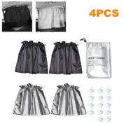 4Pc Double-sided Car Curtain Car Sunshade Shield Silver-coated Suction Cup Type