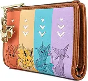 [Loungefly] Pokemon Eevee Evolutions Flap Wallet with Zipper Charm, Multicolor, Compact