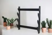 Display Rack Wall Hanging 3 Sword Black Wood