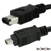 6 10 15 FT Firewire 400 6 to 4 Pin Male IEEE 1394 iLINK Cable Cord PC Mac Black