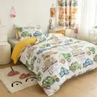 Bedding Set Single Size Cartoon Bus Construction Truck Pattern Bedding & Linen