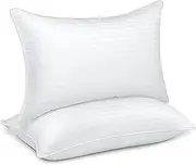 Queen Size Bed Pillows Set of 2 - Premium Down Alternative Cooling Pillows for Side, Back, and Stomach Sleepers Hotel Quality Fluffy Soft Microfiber Fill Breathable Skin-Friendly