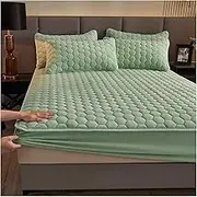 Plush Extra Deep Pocket Fitted Sheet with 2 Pillowcase All-Round Elastic Mattress Protectors Thick Soft Fitted Bed Sheet Full Queen Size Bottom Sheet Winter Warm Bed Linen Bedspread