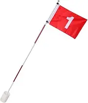 FITYLE Outdoor Backyard Practice Golf Flag Stick Pole 5 Section Flagstick Golf Green Hole-Cup with Target Flag