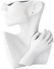 vase vases Decor Ceramics Head Face Flower Vase and Decorative Faux Book Stack Abstract Sculpture Modern Flower vase (Color : White, Size : 25 * 21cm)