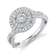 Split Twist Diamond Engagement Ring 14K White Gold Round VS2 Certified Natural