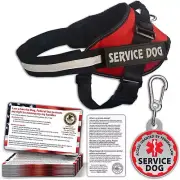 Service Dog Vest + ID Tag + 50 ADA Information Cards Service Dog Harness in Si