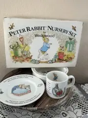 Wedgwood Beatrix Potter Vintage Peter Rabbit Nursery Child's 3 Piece Dish Set