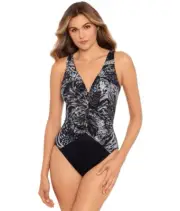 NWT Miraclesuit Lux Lynx Charmer One Piece Swimsuit in Black Size US 14